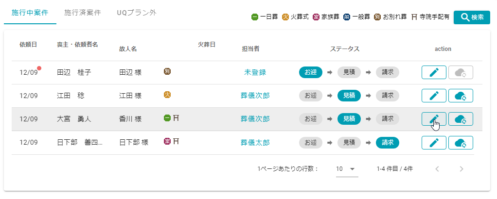 編集ボタン押下