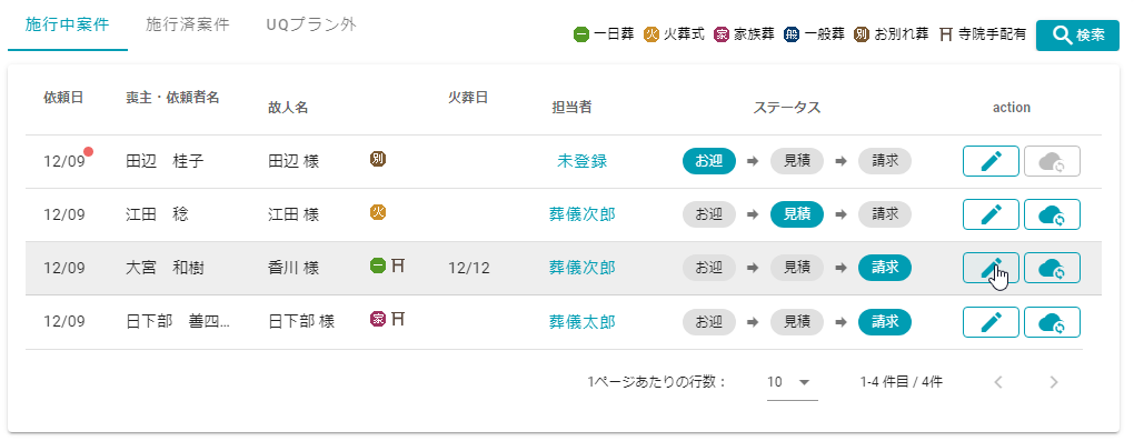 編集ボタン押下